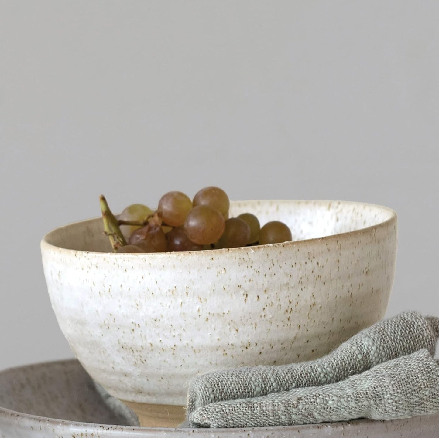 Round Stoneware Bowl, White