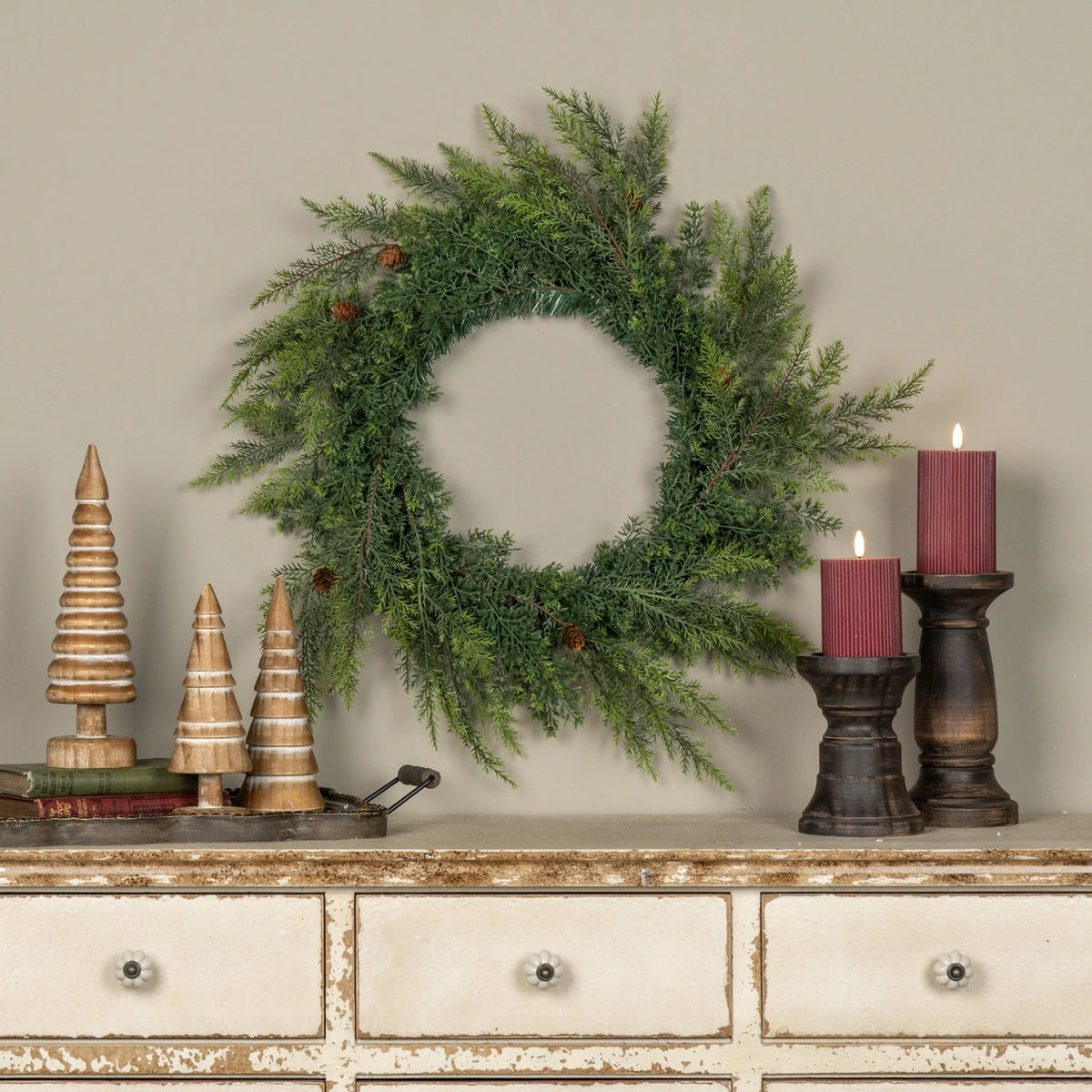 NORTHERN RED CEDAR & PRICKLY PINE WREATH