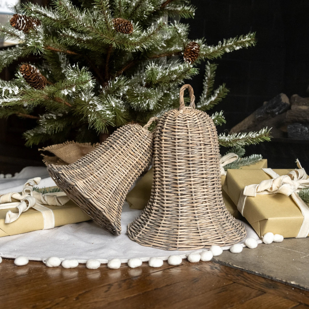 Set of 2 Rattan Bells
