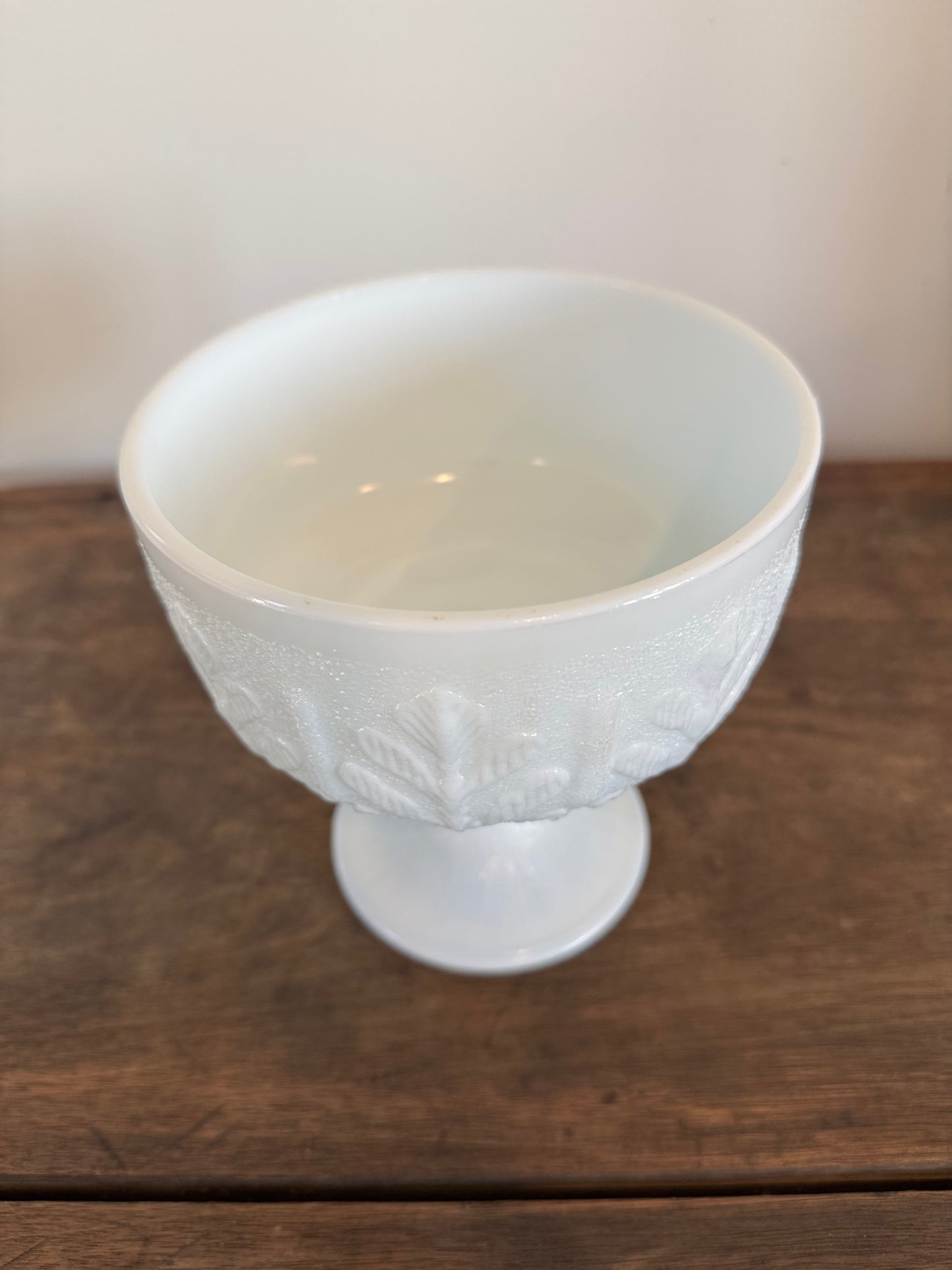 Vintage Milk Glass Planter I FTD Oak Leaf 1978 Compote I