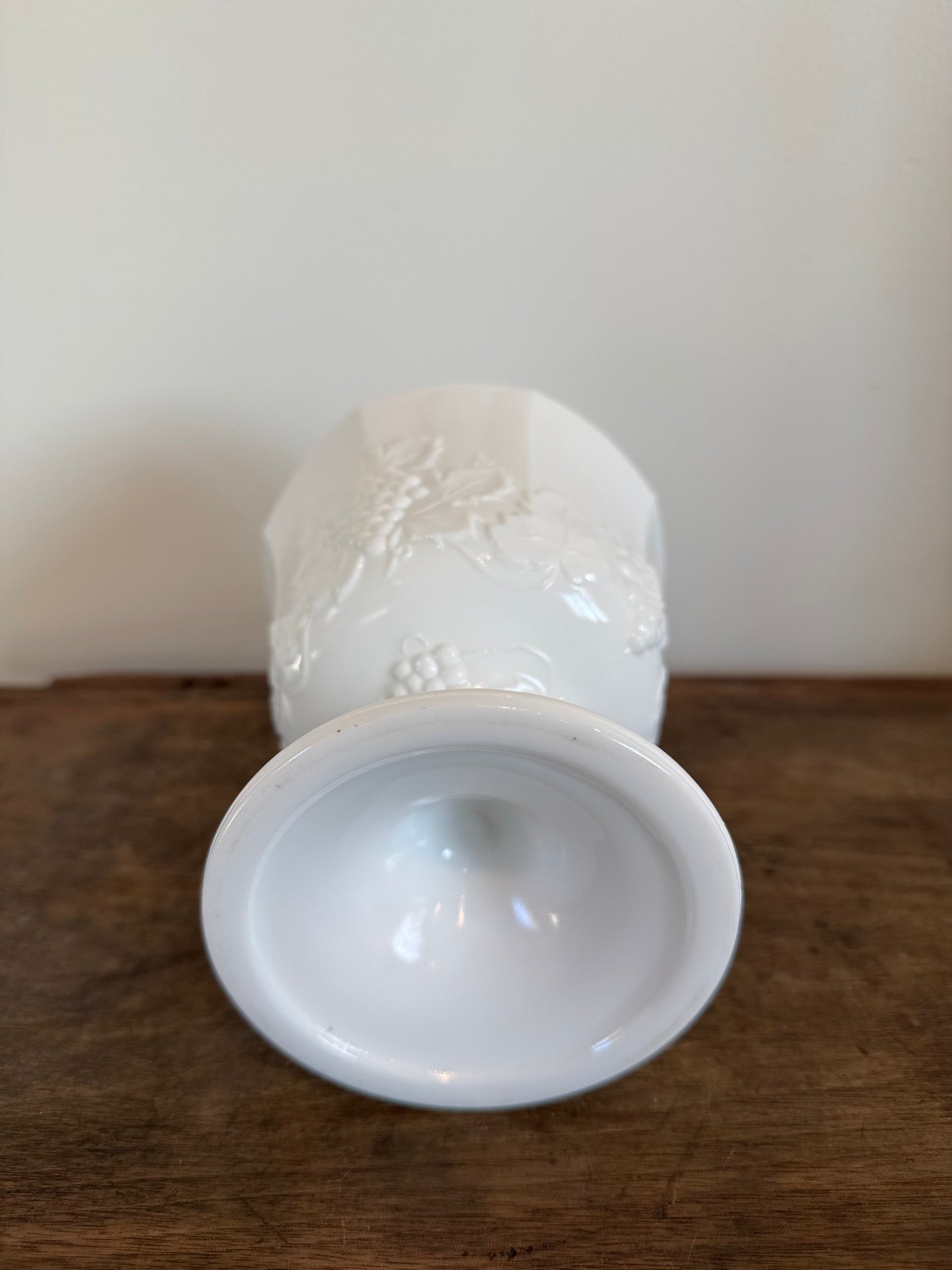 Indiana Glass Colony Harvest Milk Glass Compote Dish I Grape & Leaf I 1960