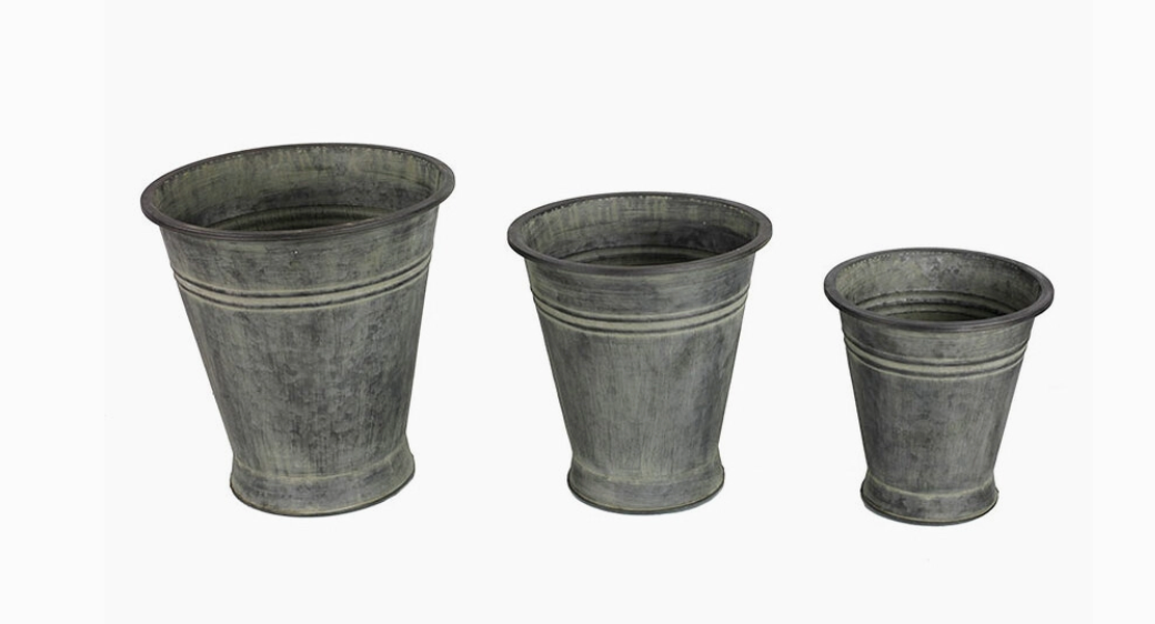 Metal Planters with Copper Finish-Set of 3
