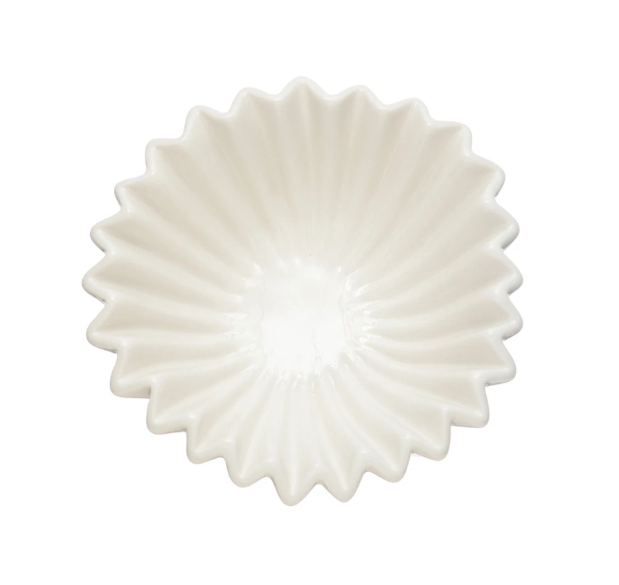 Stoneware Fluted Bowl, White
