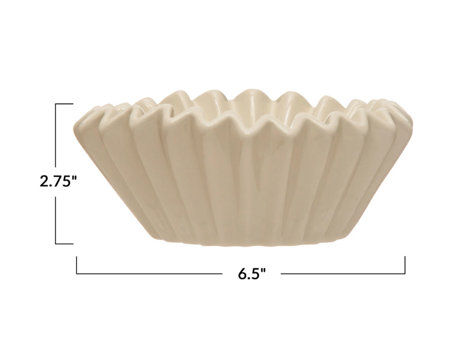 Stoneware Fluted Bowl, White