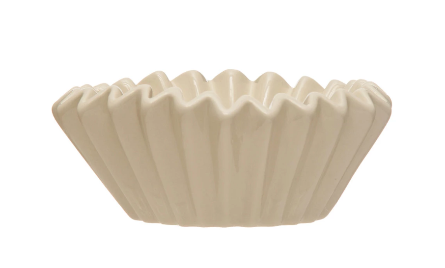 Stoneware Fluted Bowl, White