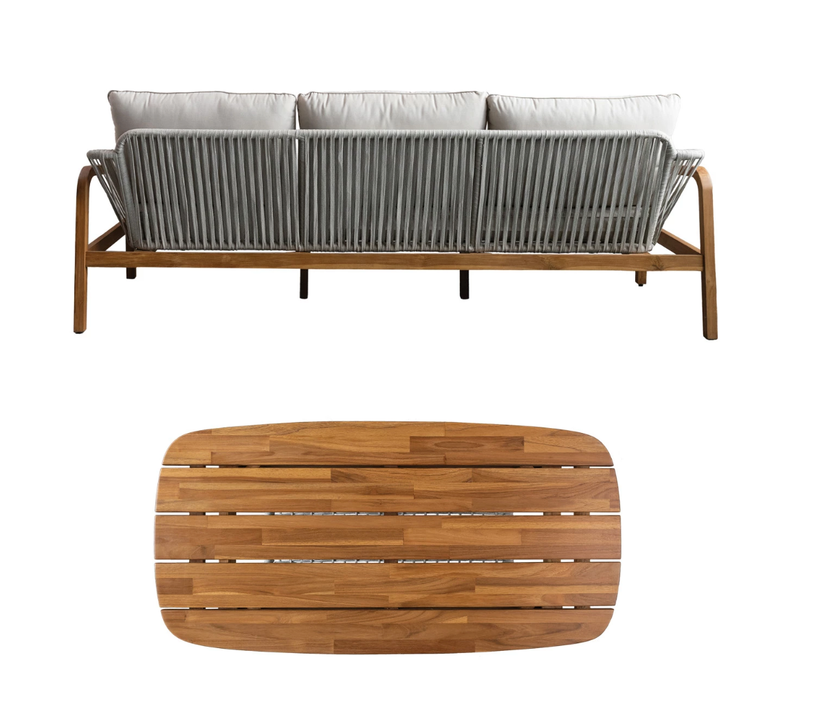 Indoor/Outdoor Sofa with Cushions & Coffee Table, (Set of 2)