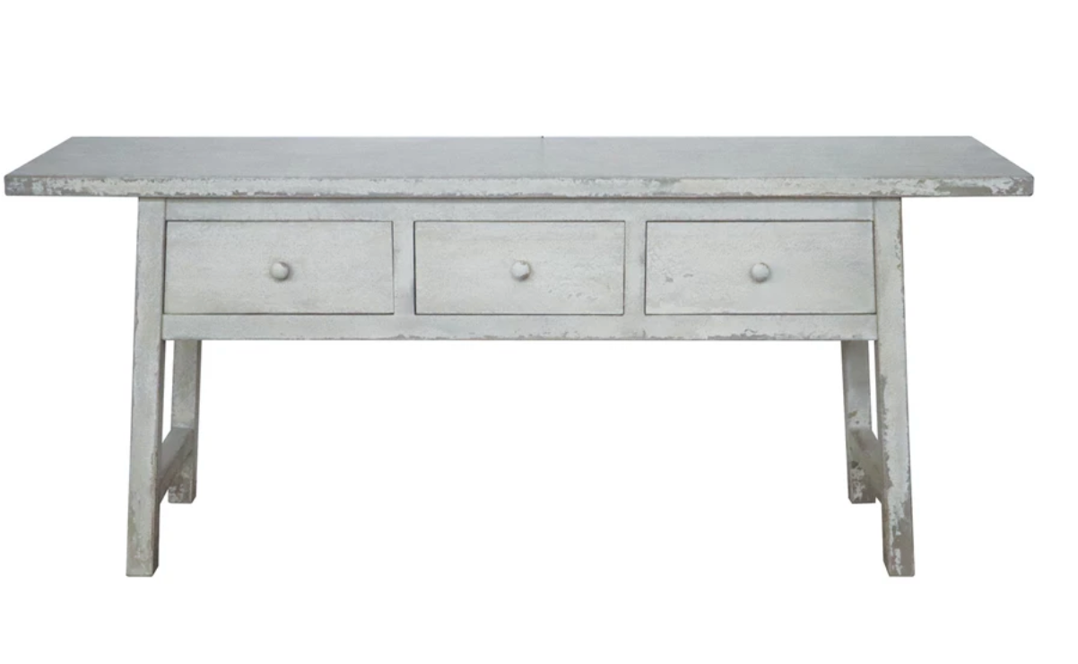 Reclaimed Wood Table w/ 3 Drawers, Distressed White