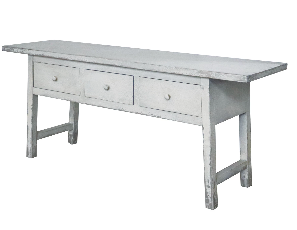 Reclaimed Wood Table w/ 3 Drawers, Distressed White
