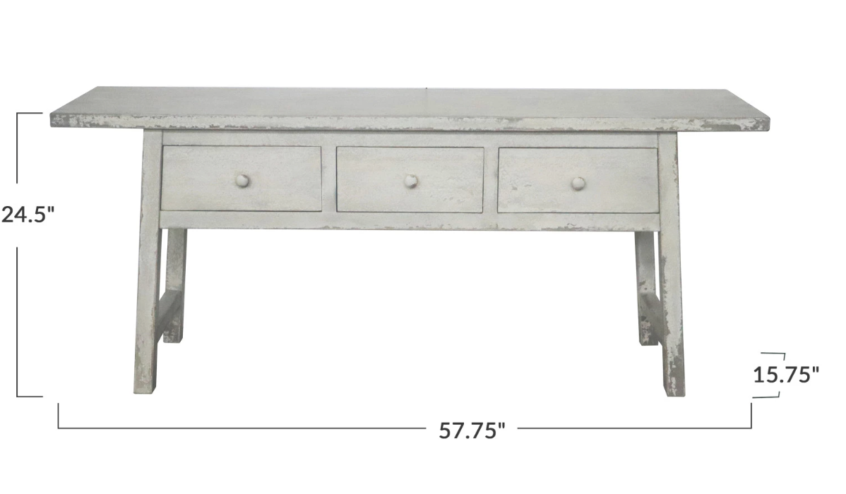 Reclaimed Wood Table w/ 3 Drawers, Distressed White
