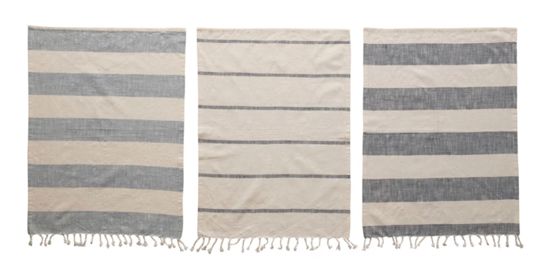 Striped Tea Towels w/ Tassels, Set of 3