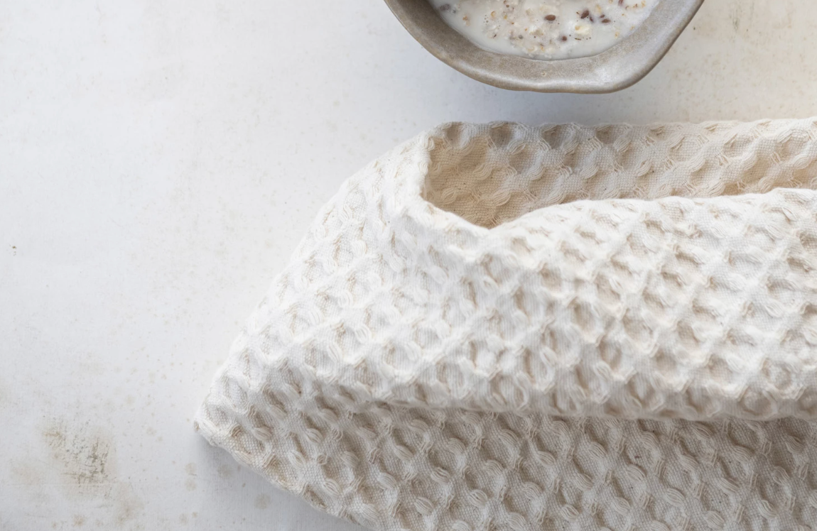 Stonewashed Cotton Waffle Weave Tea Towel, 2 Color Options