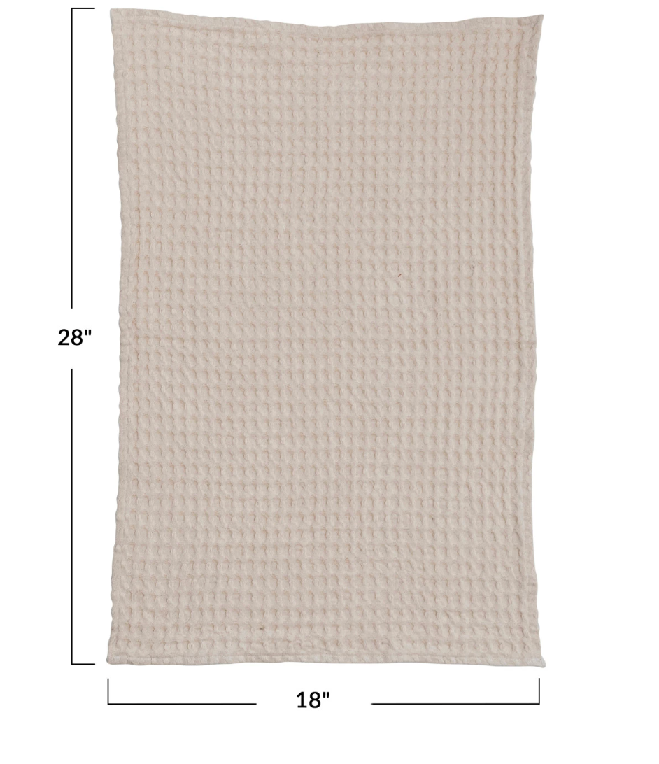 Stonewashed Cotton Waffle Weave Tea Towel, 2 Color Options