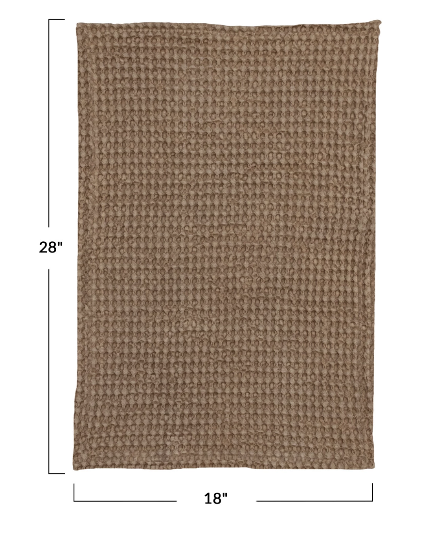Stonewashed Cotton Waffle Weave Tea Towel, 2 Color Options