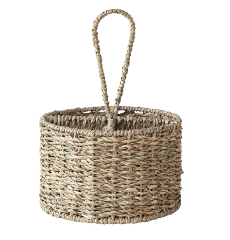 Hand-Woven Seagrass Caddy w/ 4 sections, Natural