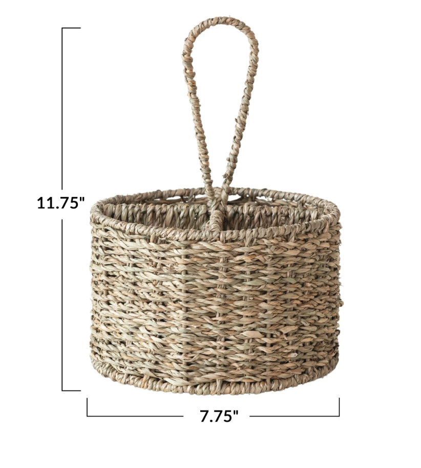 Hand-Woven Seagrass Caddy w/ 4 sections, Natural