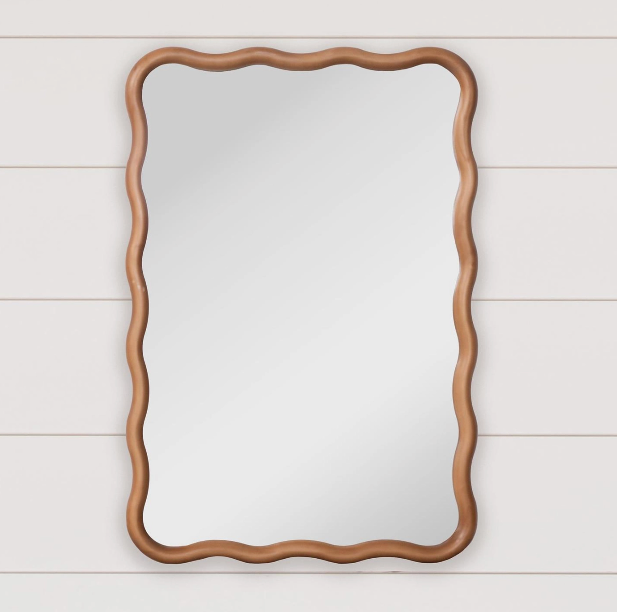 Wavy Edge Natural Wood Mirror
