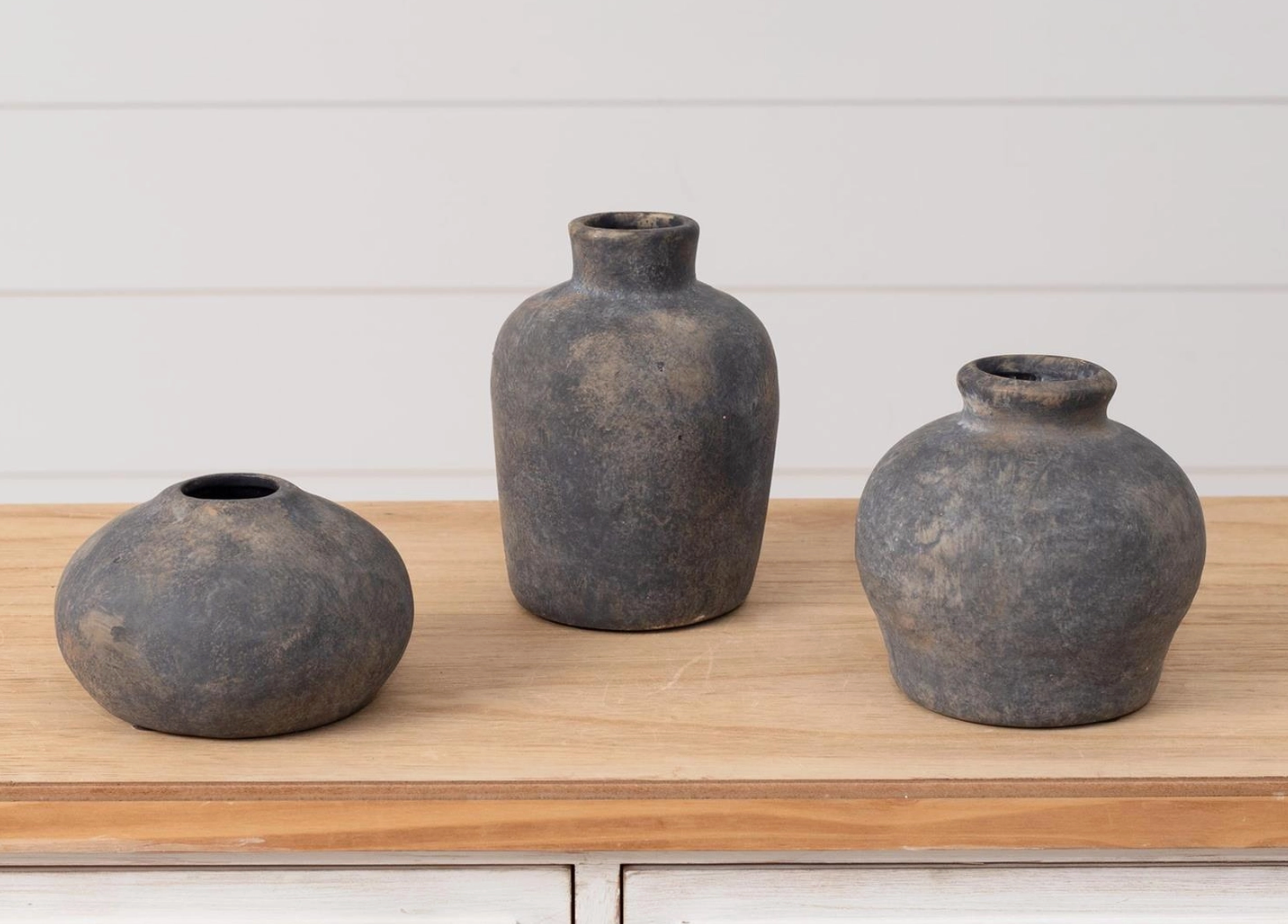 Black Distress Bud Vases (Set of 3)