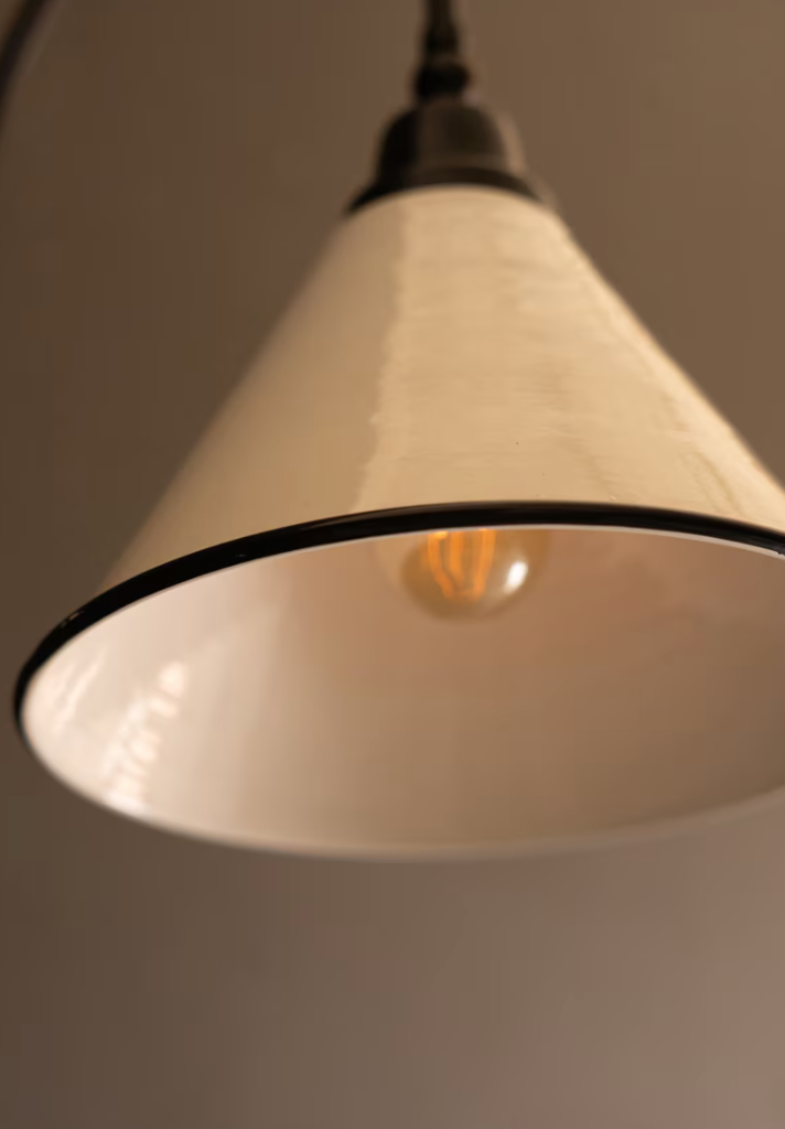 Metal Wall Lamp w/ Black & White Enamel Shade