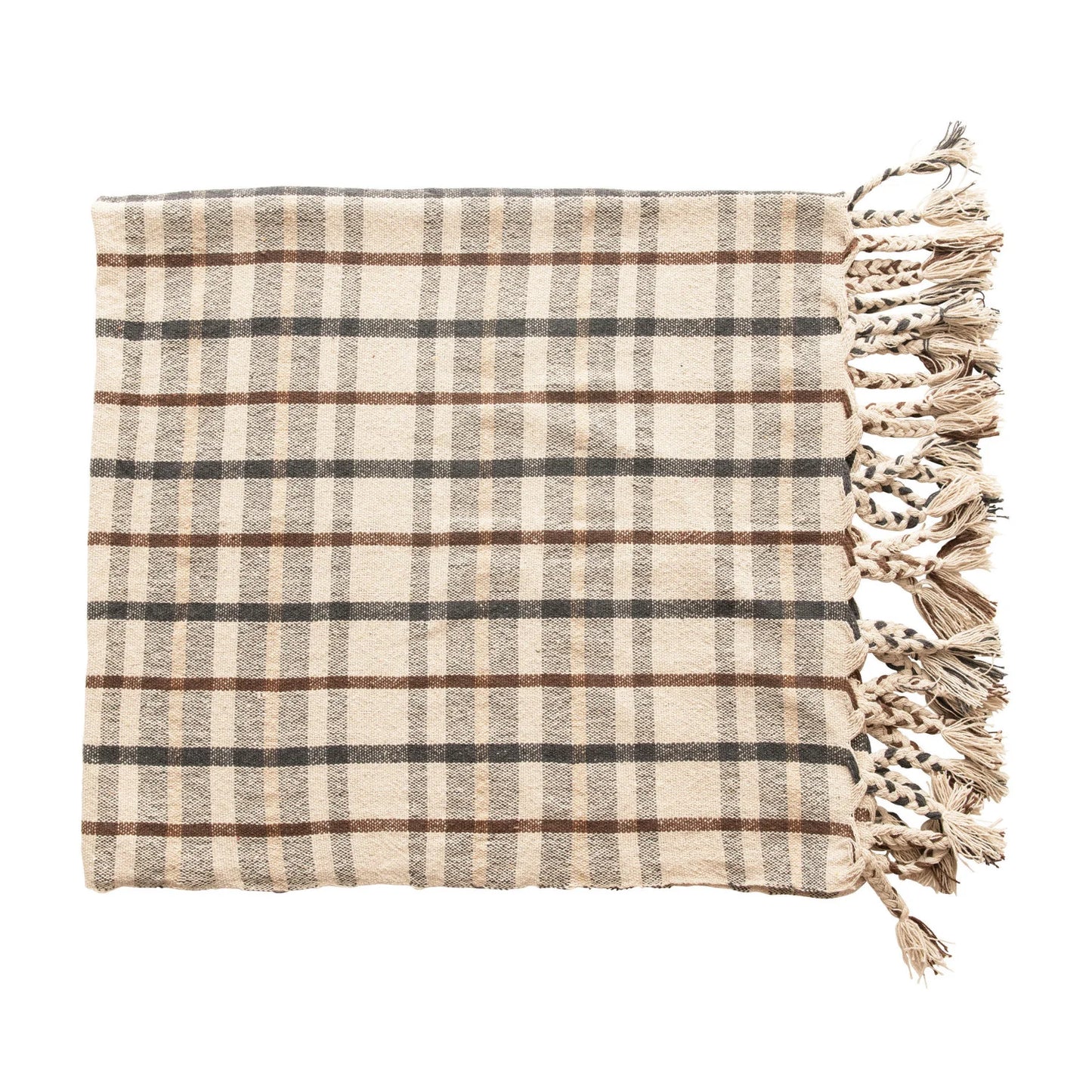 Woven Cotton blend plaid throw