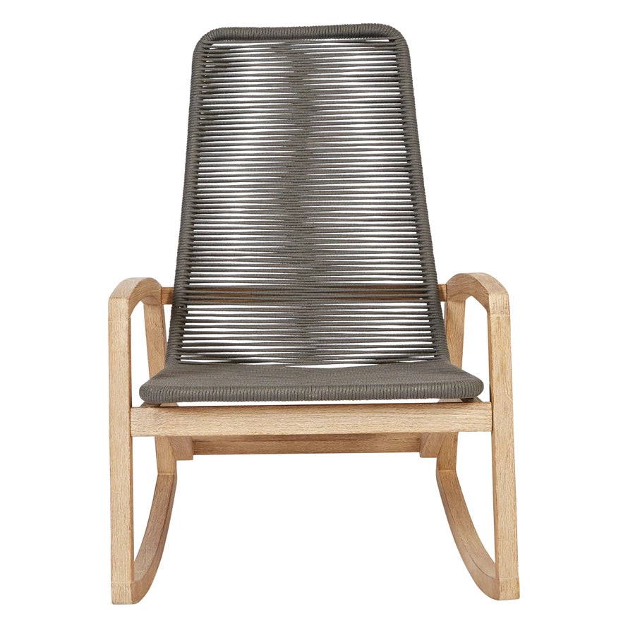 Teak Wood and Rope Indoor/Outdoor Rocking Chair