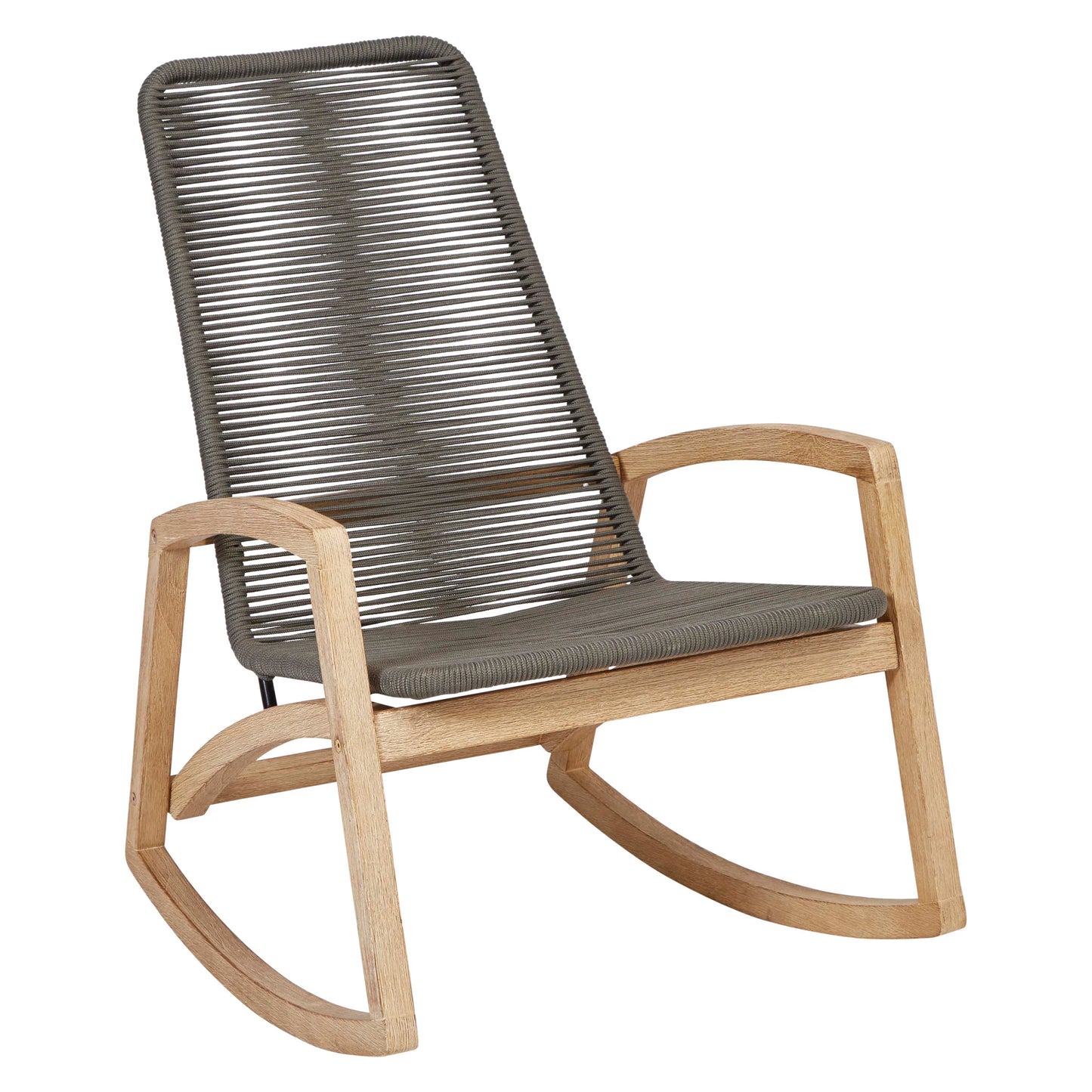 Teak Wood and Rope Indoor/Outdoor Rocking Chair