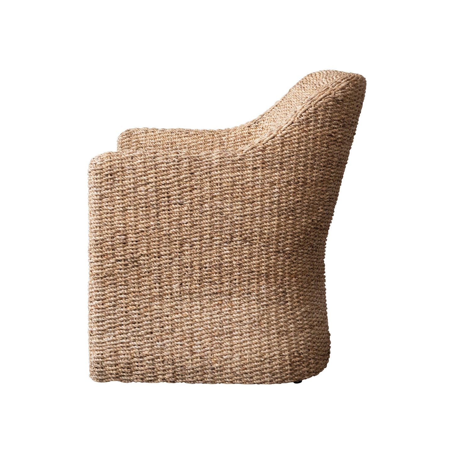 Woven Water Hyacinth & Acacia Wood Chair w/ Removable Cushion