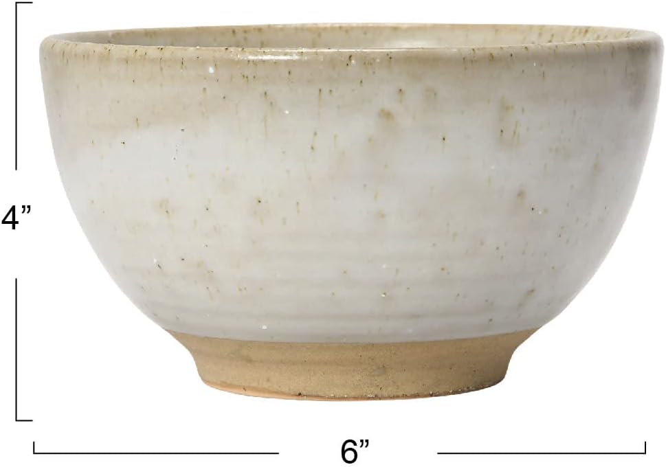 Round Stoneware Bowl, White