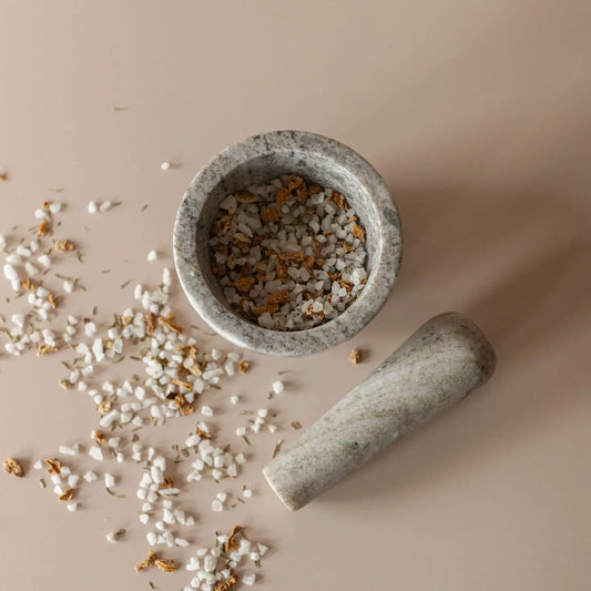 Soren Beige Marble Mortar and Pestle Set 2