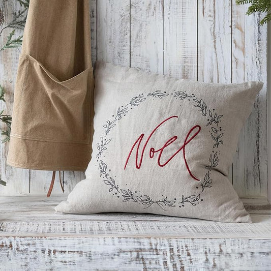 Linen Noel Throw Pillow