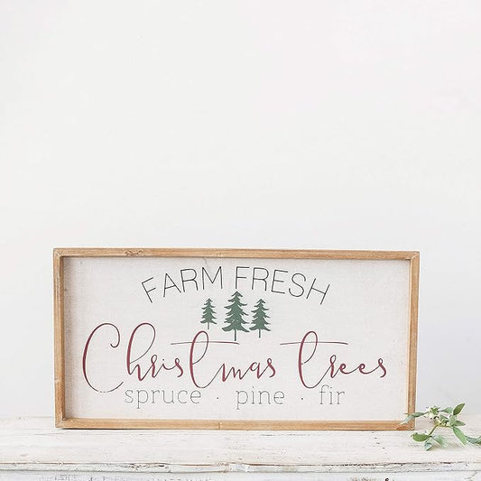 Wood Framed Farm fresh Christmas Tree Wall Art