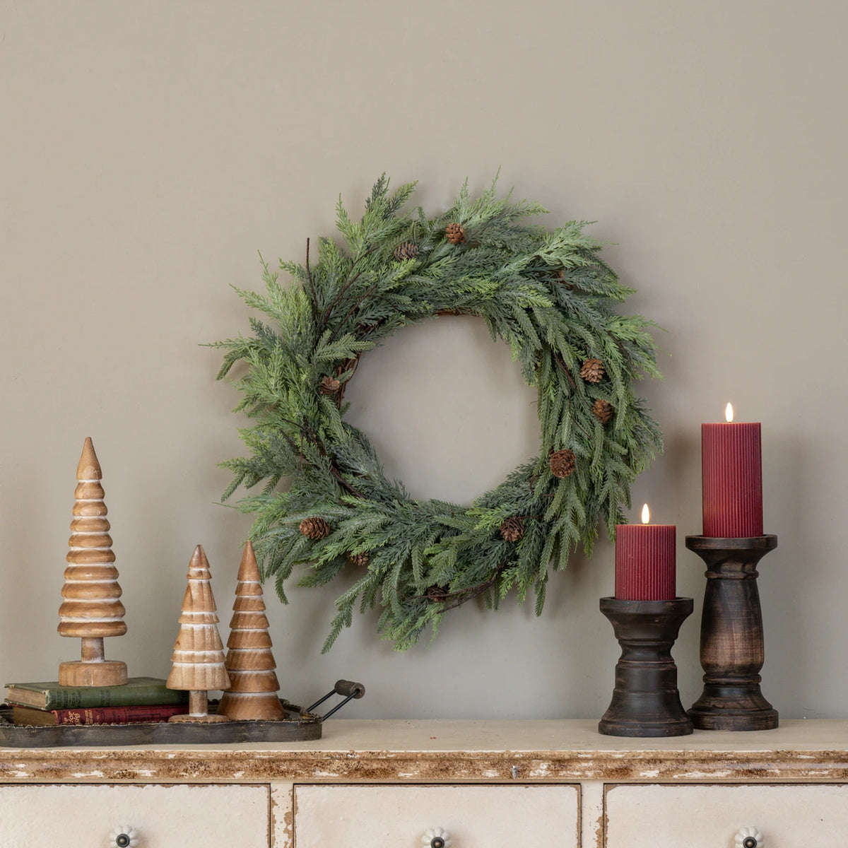 22" Juniper, Pine & Berry Wreath