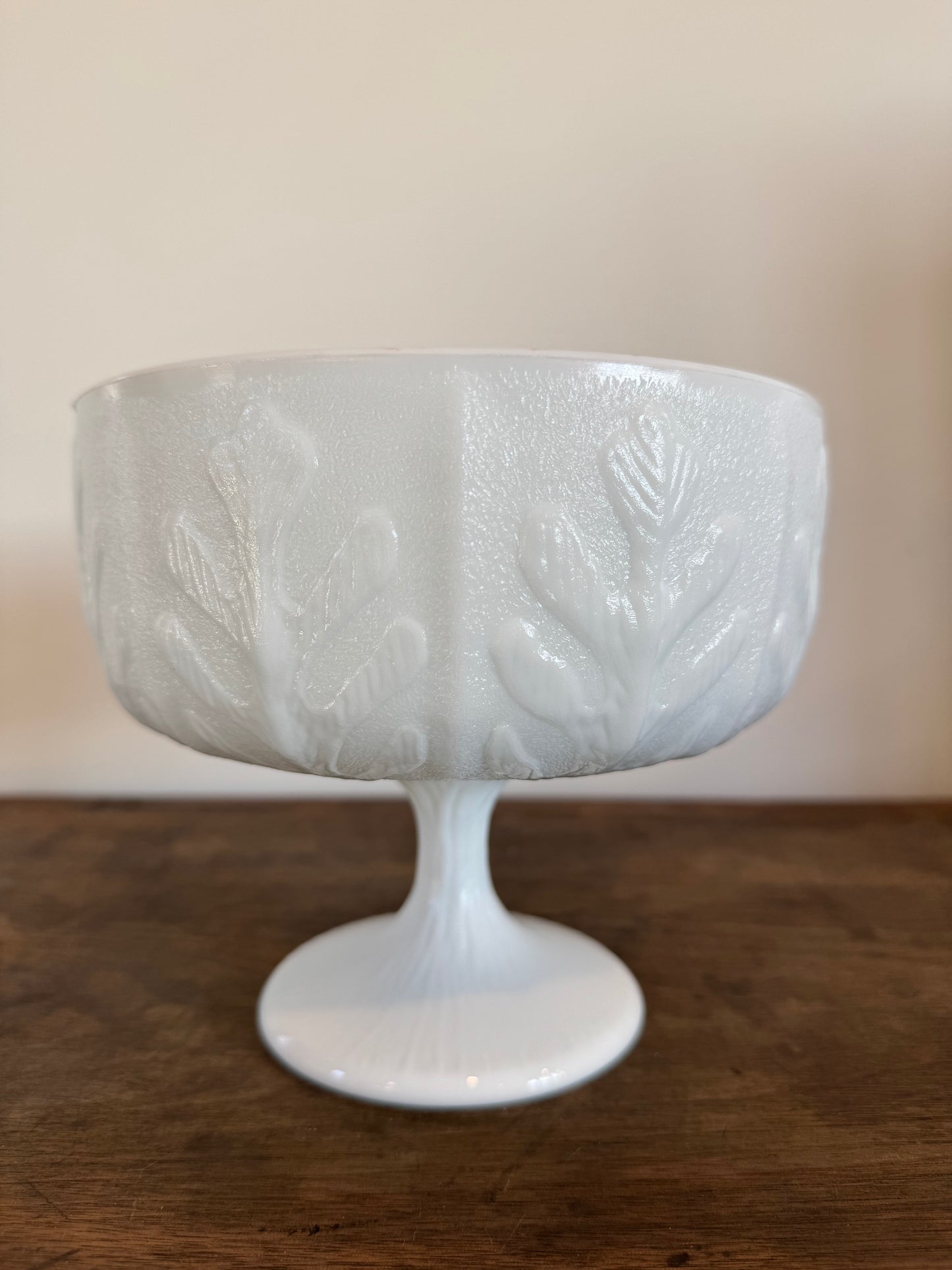 Vintage Milk Glass Planter I FTD Oak Leaf 1975 Compote I