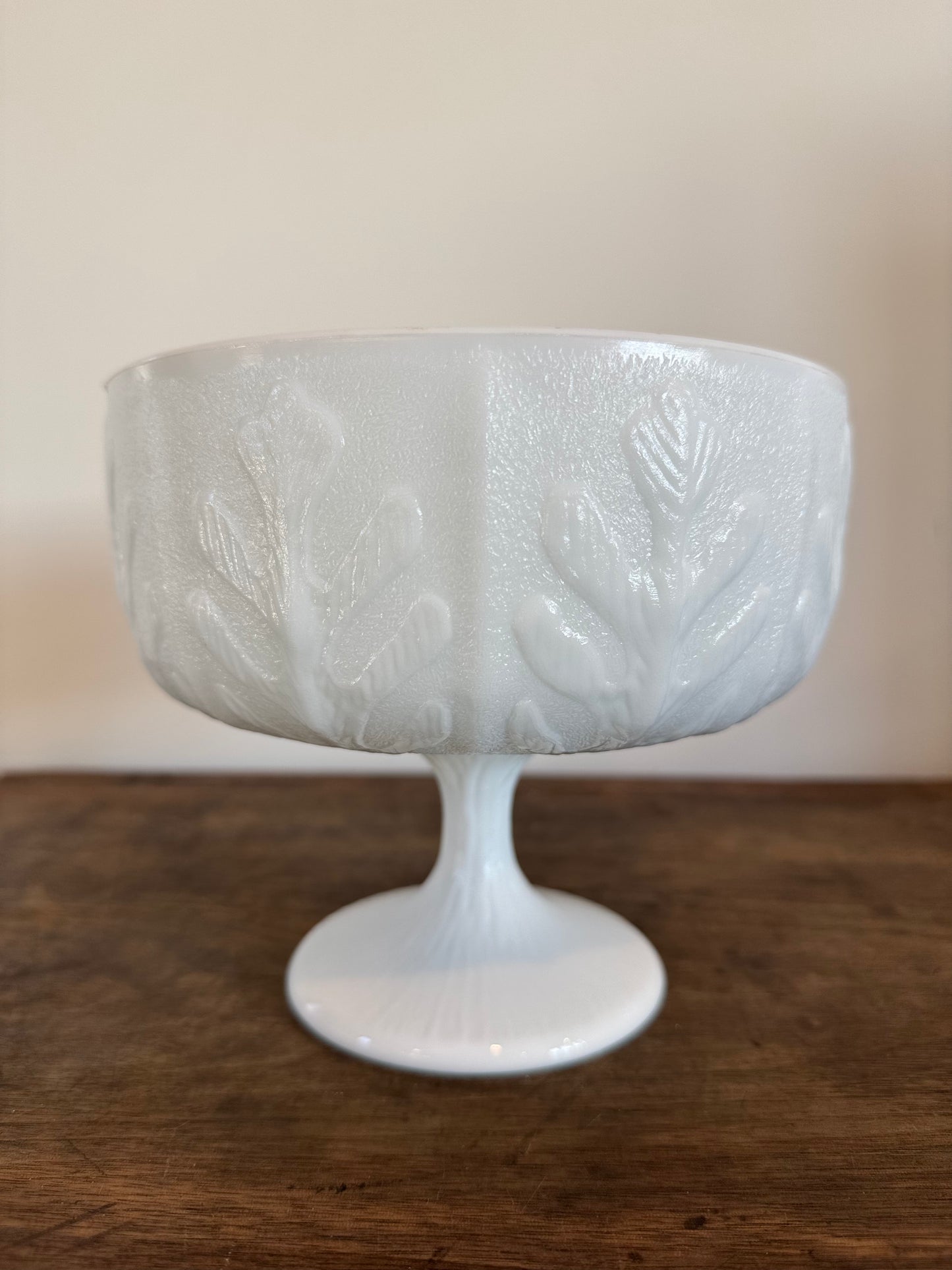 Vintage Milk Glass Planter I FTD Oak Leaf 1975 Compote I