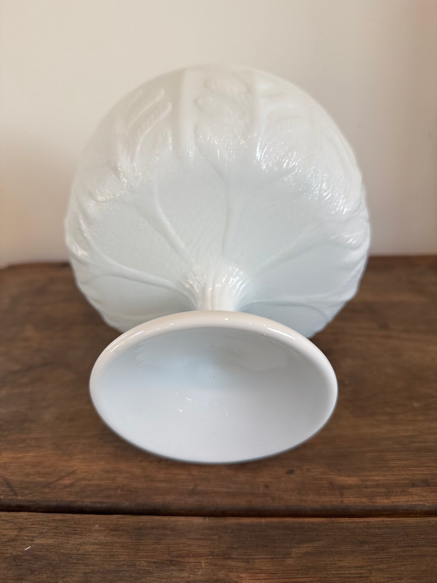 Vintage Milk Glass Planter I FTD Oak Leaf 1975 Compote I