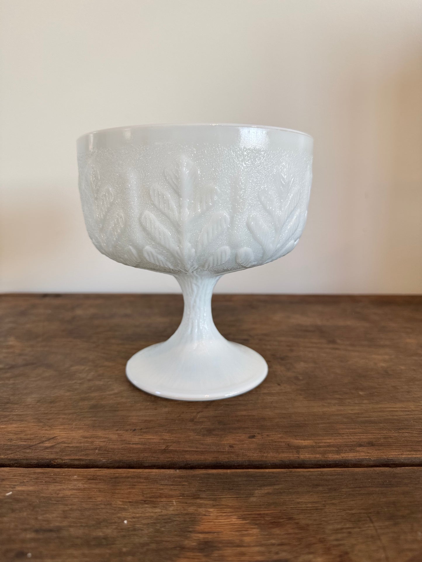 Vintage Milk Glass Planter I FTD Oak Leaf 1978 Compote I