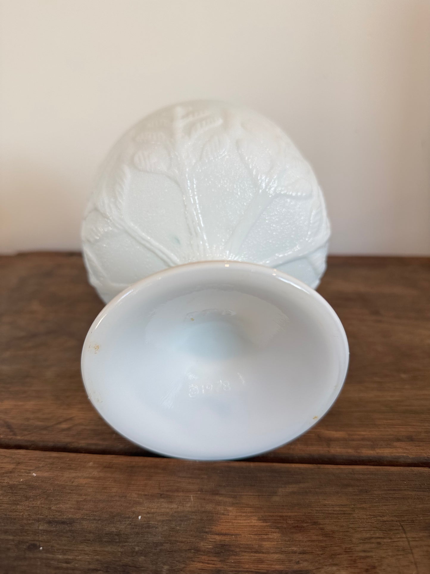 Vintage Milk Glass Planter I FTD Oak Leaf 1978 Compote I