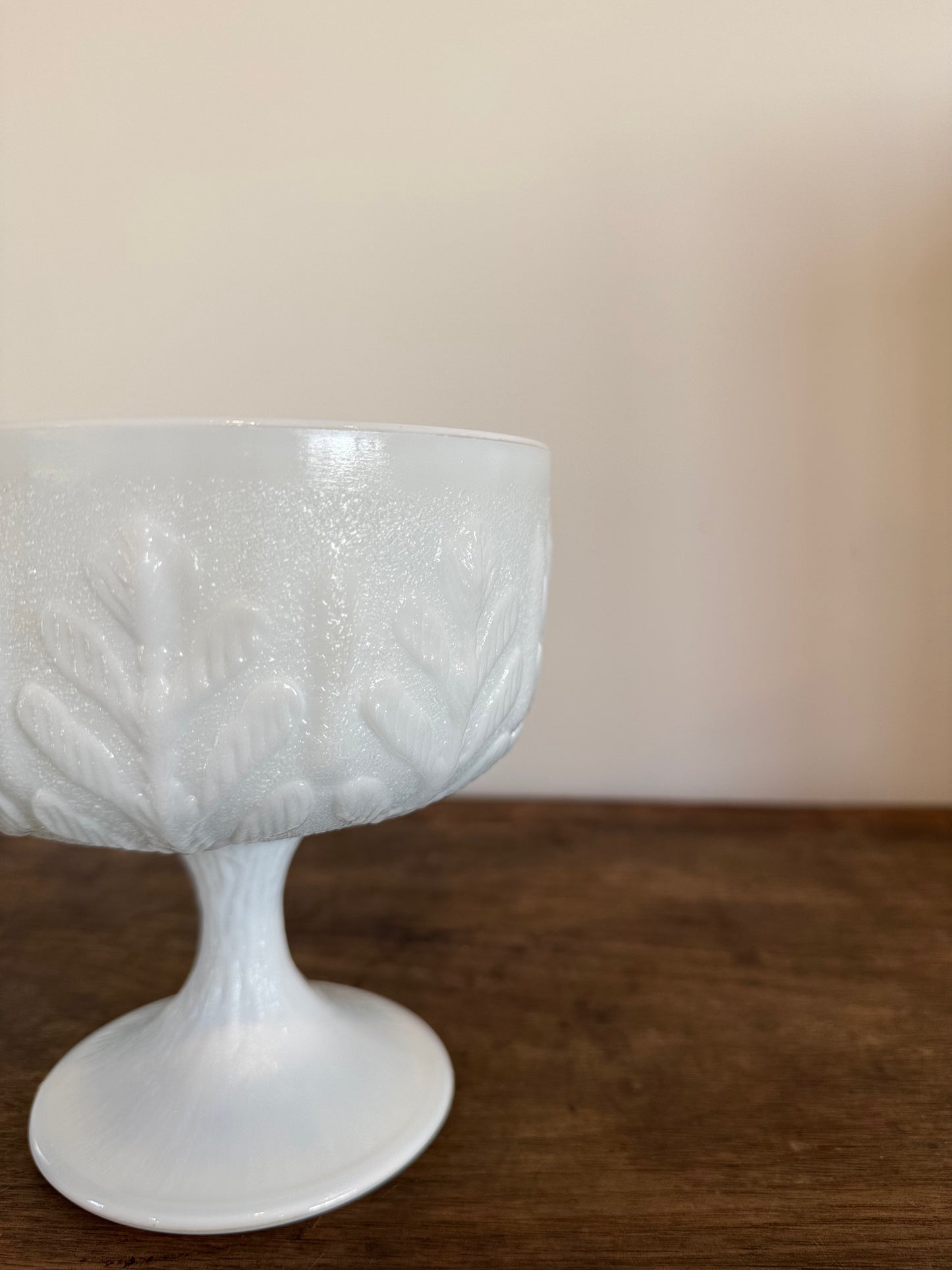 Vintage Milk Glass Planter I FTD Oak Leaf 1978 Compote I