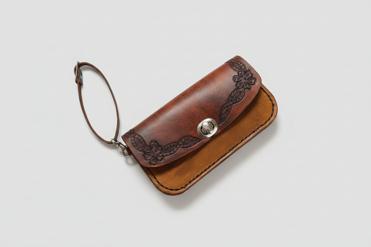 Hand made real genuine leather clutch purse