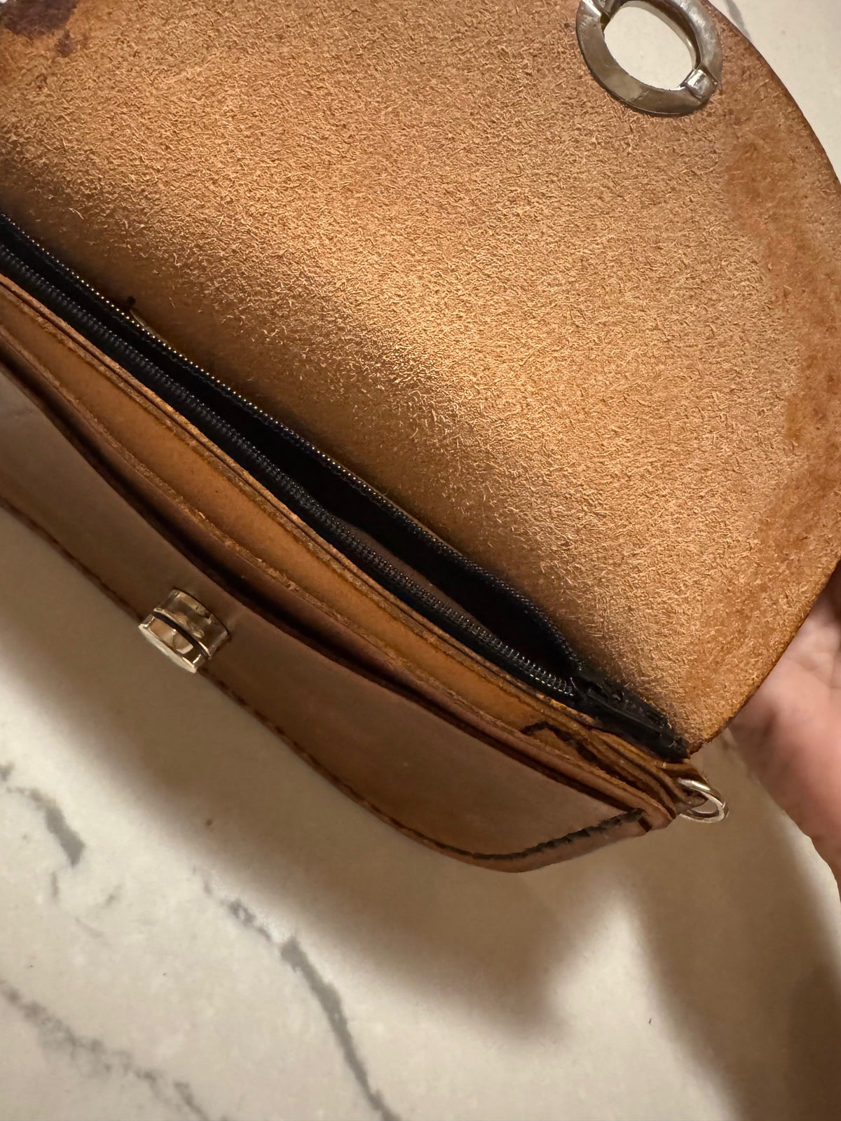 Hand made real genuine leather clutch purse