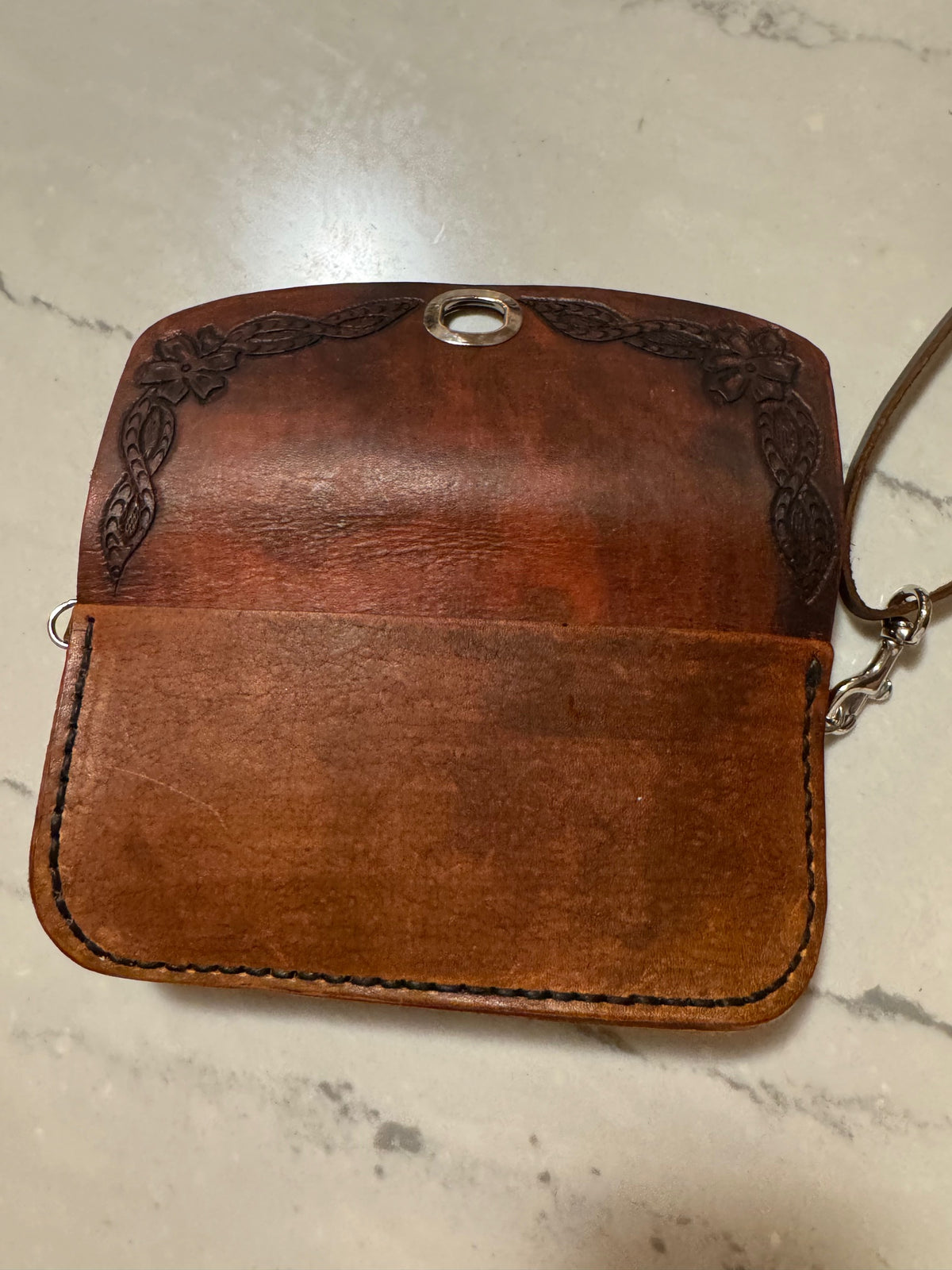 Hand made real genuine leather clutch purse