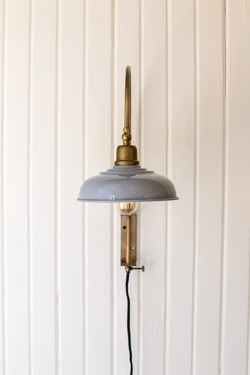Wall Light with Grey Enamel Shade