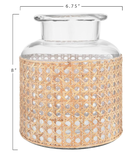 Glass Vase w/ Decorative Cane Sleeve