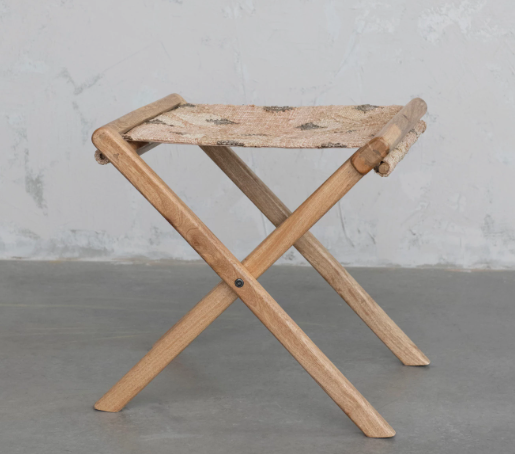 Mango Wood & Jute Folding Stool