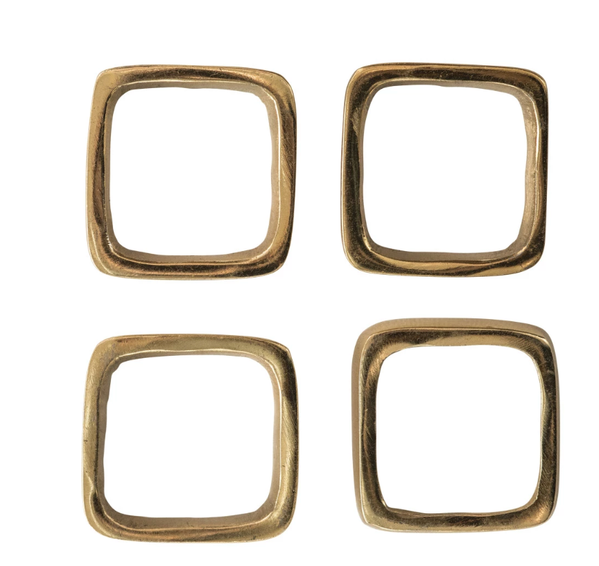Napkin Rings on Leather Tie, Set of 4
