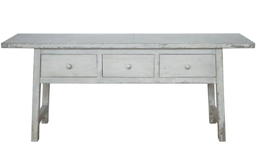 Reclaimed Wood Table w/ 3 Drawers, Distressed White