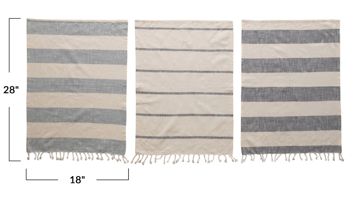Striped Tea Towels w/ Tassels, Set of 3