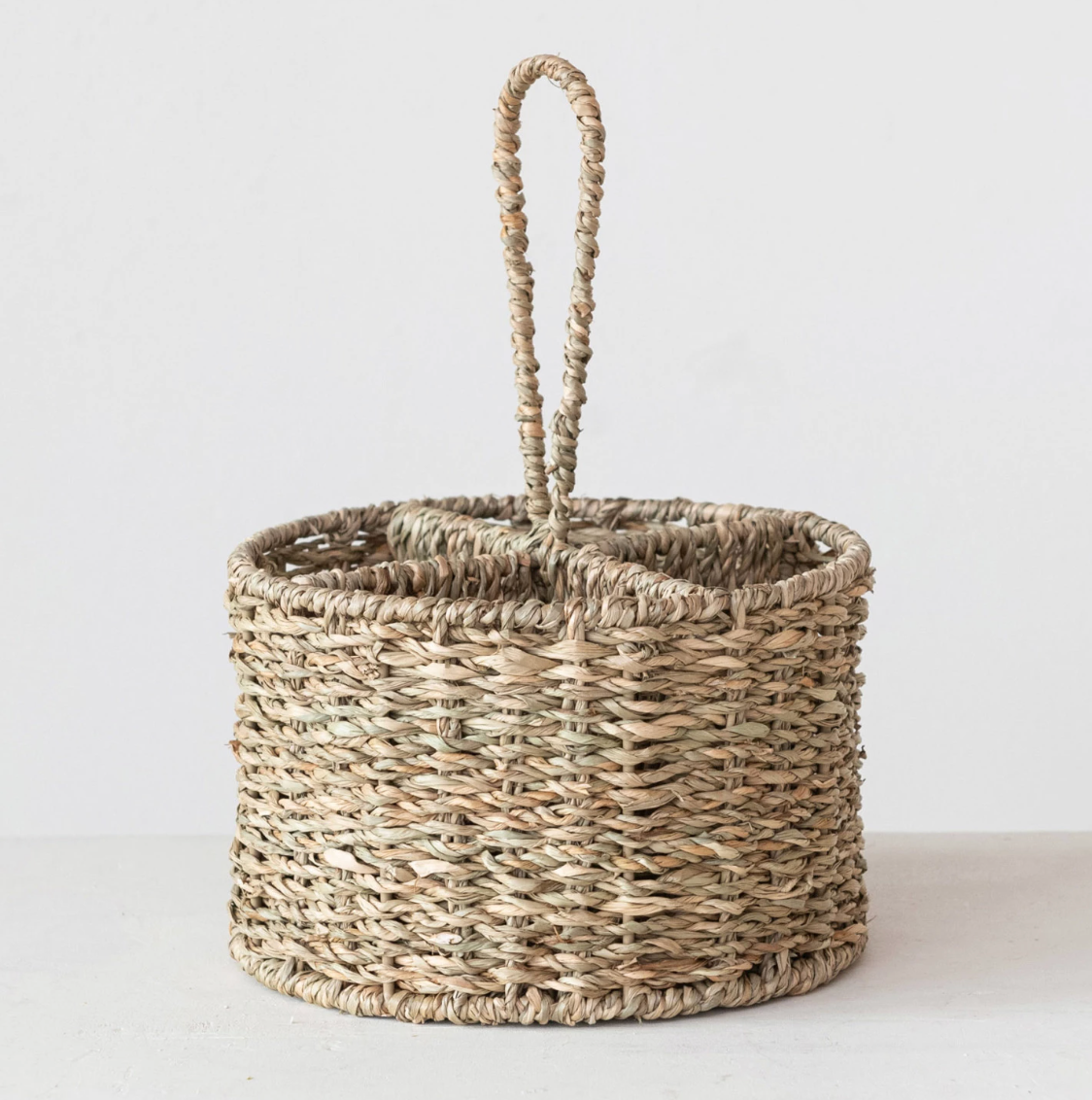 Hand-Woven Seagrass Caddy w/ 4 sections, Natural