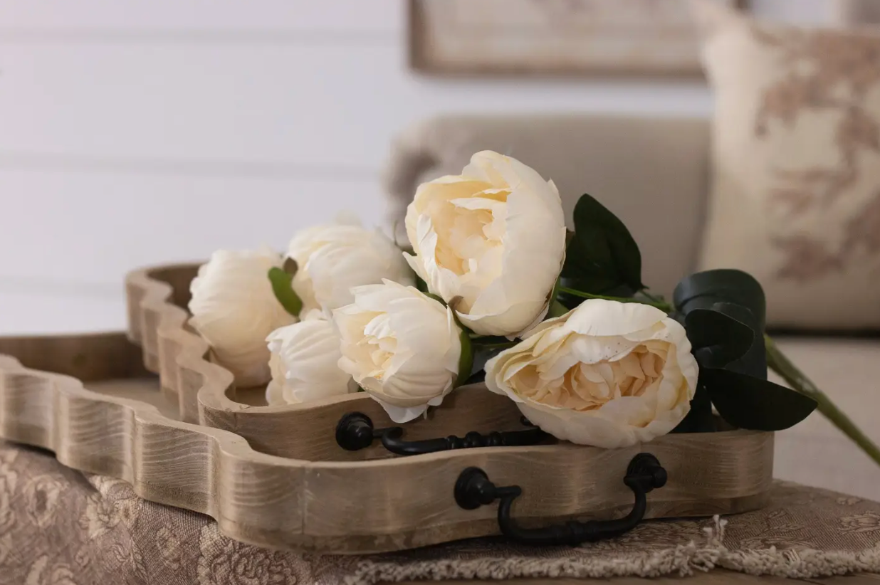 Trays - Scalloped Natural Wood (Set of 2)