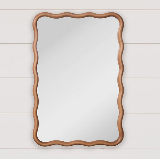 Wavy Edge Natural Wood Mirror