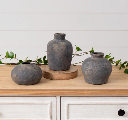 Black Distress Bud Vases (Set of 3)
